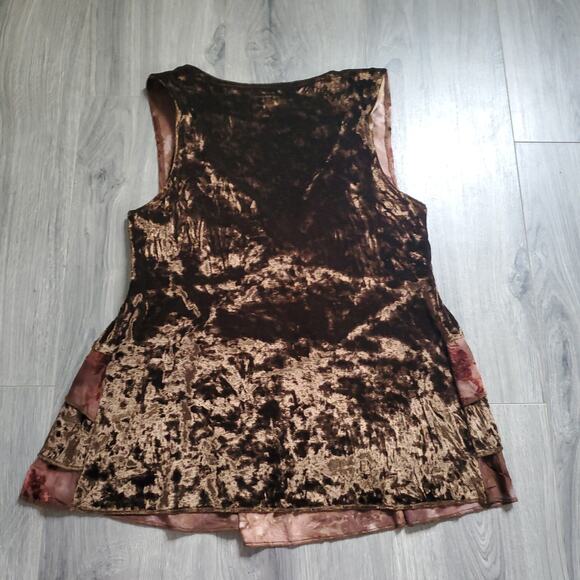 Y2K Whimsigoth Fairycore Witch Blouse Womens Medium Velvet Floral Tiered Boho - Picture 3 of 7